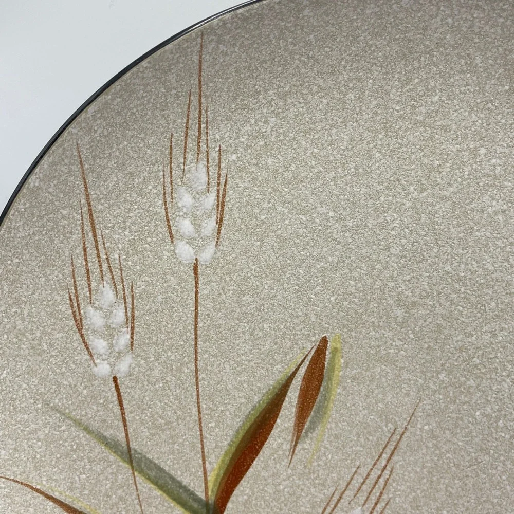 Vintage Ucagoo Wild Rice Stoneware‎ Chop Plate Round Platter Wheat Japan MCM
